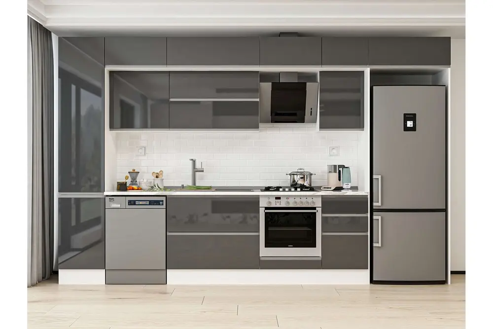 Alvinka 370X240 Cm Mutfak Dolabı, Mbb E80B45S45 2 Antrasit Suntalam