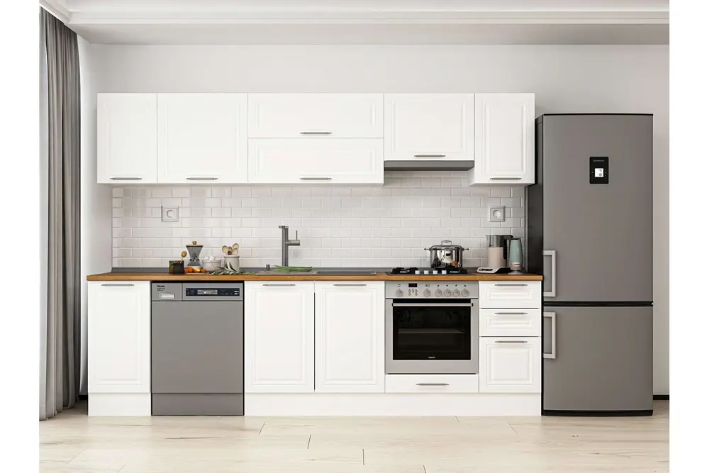 Alvinka 290X210 Cm Klasik Mebran Mutfak Dolabı, M E90S40S40 1 Mebran Beyaz Suntalam