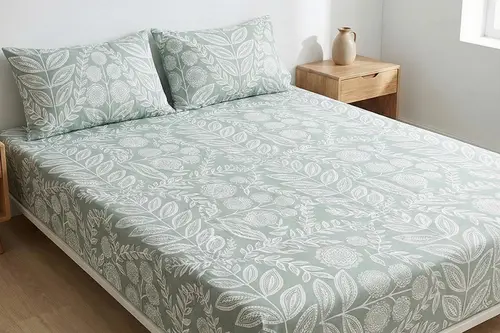 Maki Home Çift Kişilik Lastikli Çarşaf Ve Yastık Kılıfı Seti, Çiçek Desenli, 160X200, 50X70
