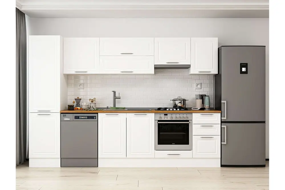 Alvinka 295X210 Cm Klasik Mebran Mutfak Dolabı, Mb E80B50S45 1 Mebran Beyaz Suntalam