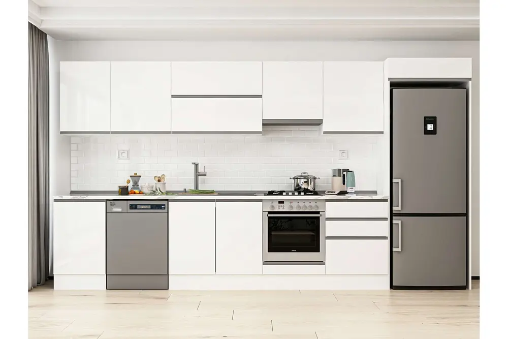 Alvinka 400X222 Cm Mutfak Dolabı, Mb E90S50S60 1 Beyaz Suntalam