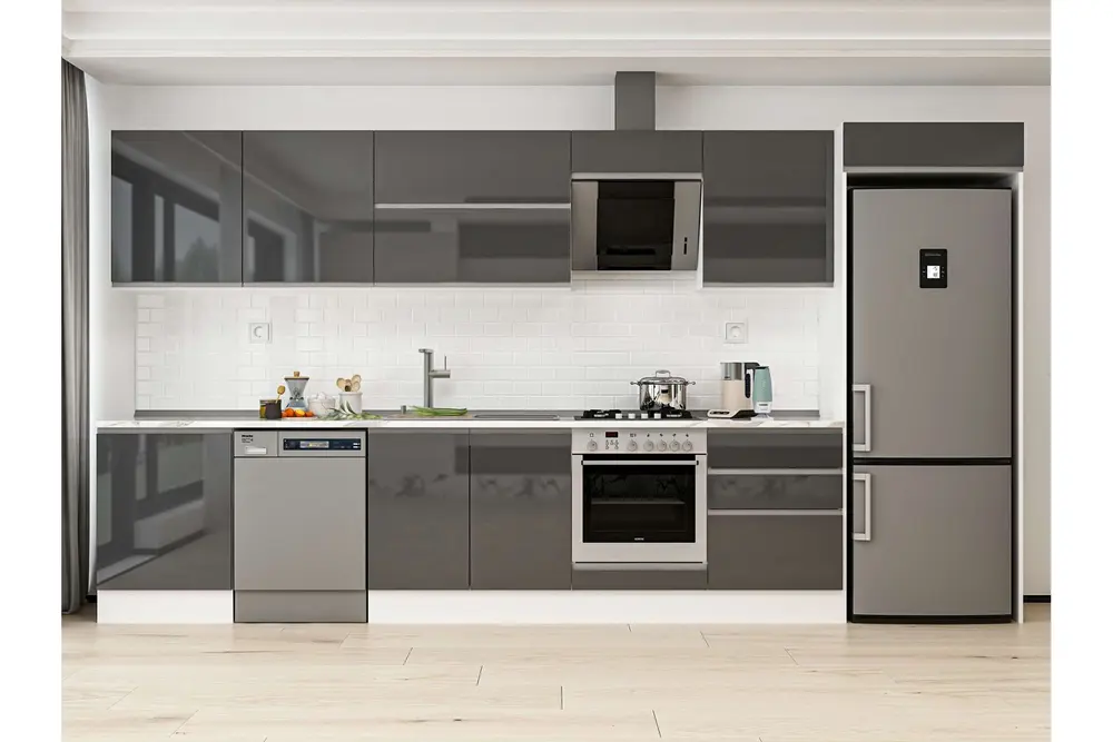 Alvinka 410X222 Cm Mutfak Dolabı, Mb E90S60S60 2 Antrasit Suntalam