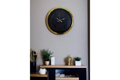 Elite Luxury Gold Metal Duvar Saati 40 Cm