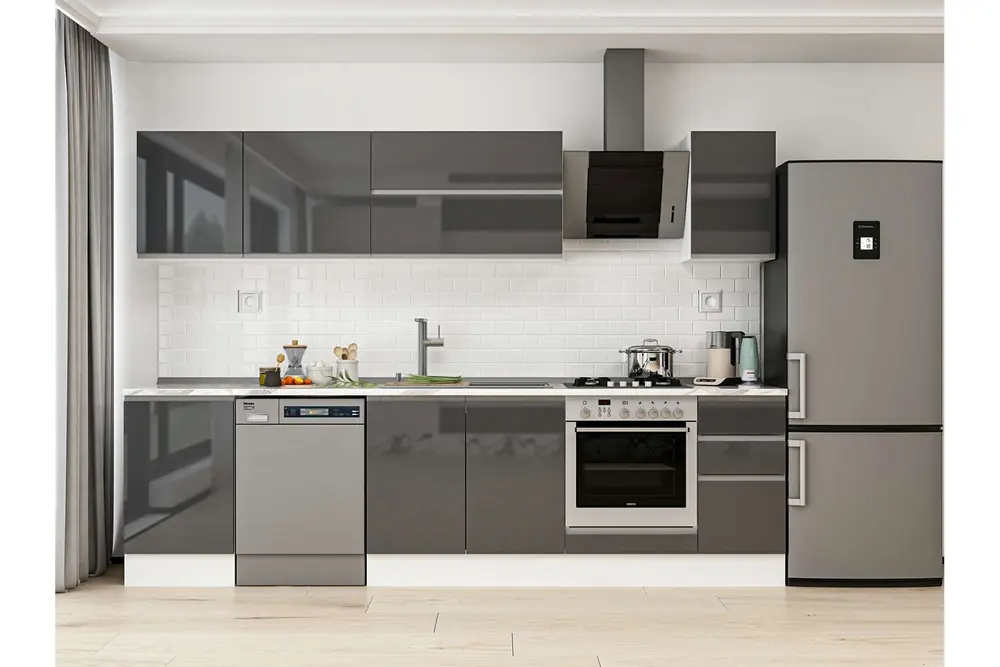 Alvinka 300X210 Cm Mutfak Dolabı, M E90S50S40 2 Antrasit Suntalam