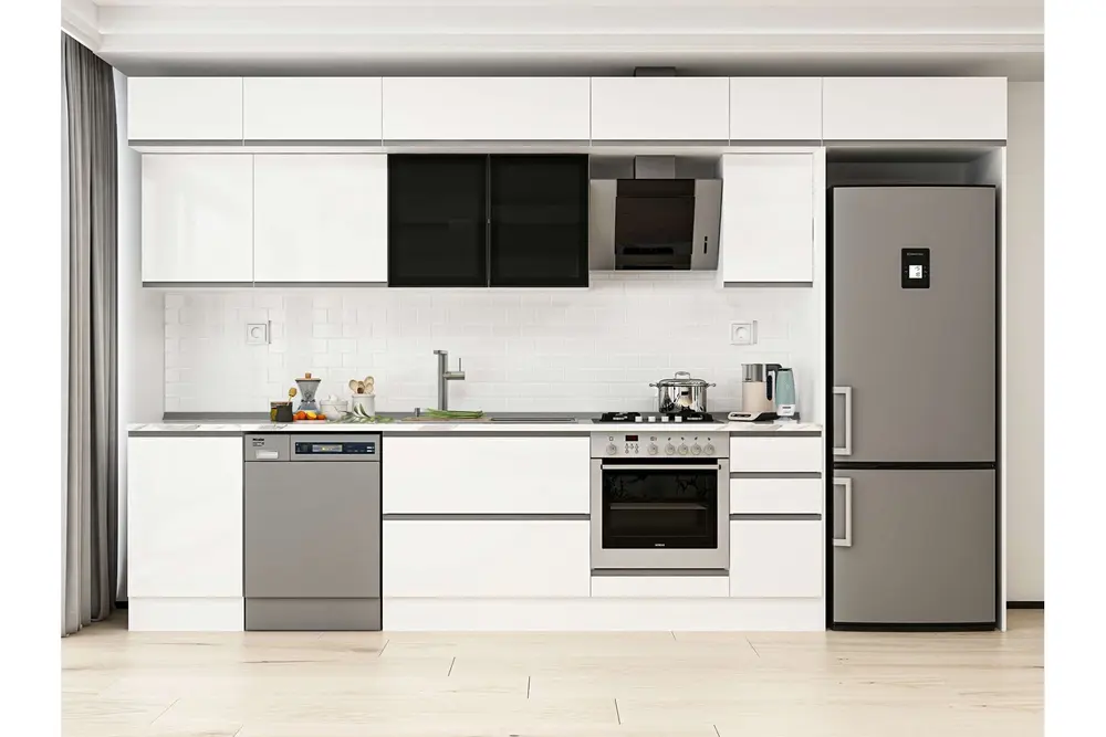 Alvinka 370X240 Cm Mutfak Dolabı, Mb E80S50S40 3 Beyaz Suntalam