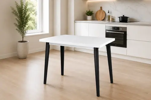 Avanos Mdf Sabit Mutfak Masası, 60X90 Cm, Beyaz Siyah