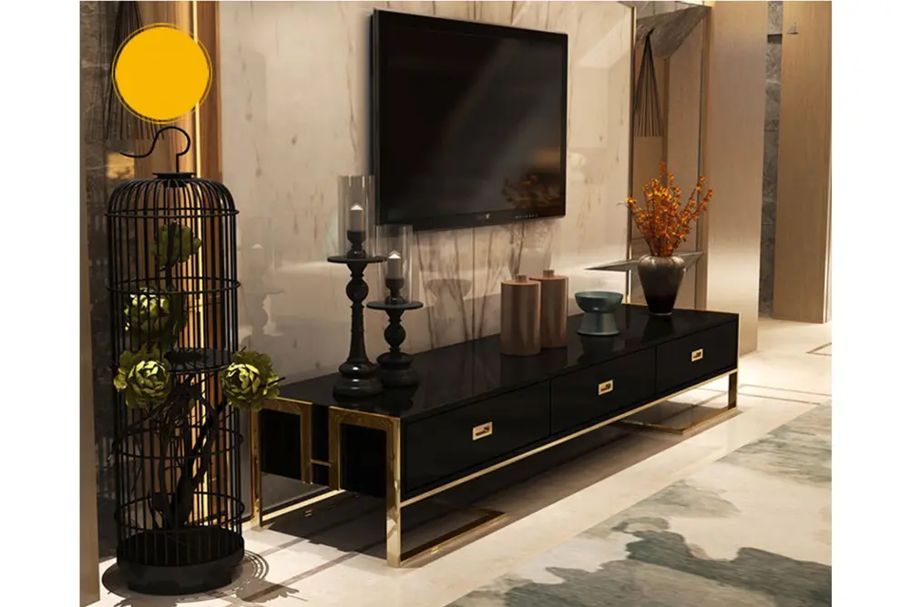 Barbara Tv Ünitesi, Gold Metal Siyah