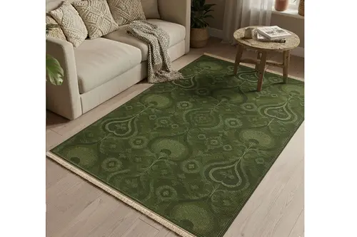 Yeşil Sonbahar Bahçesi Vintage Dokuma Taban Halı, 368 Yng, 60X120 Cm