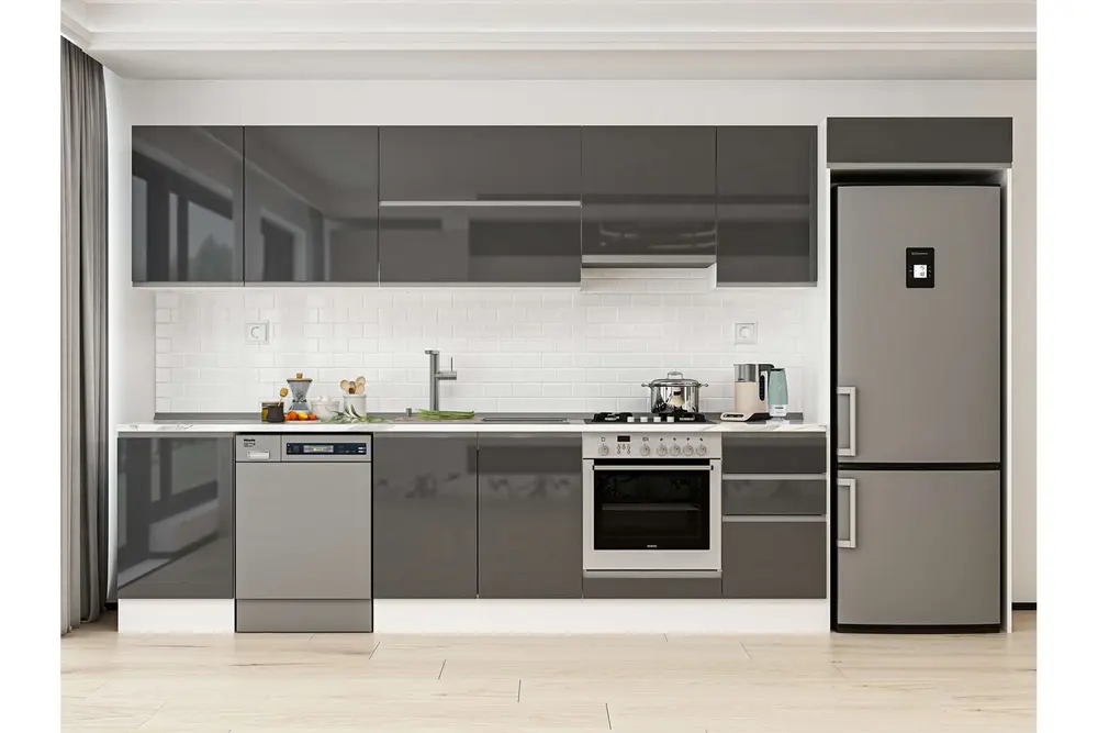 Alvinka 375X222 Cm Mutfak Dolabı, Mb E80S50S45 1 Antrasit Suntalam
