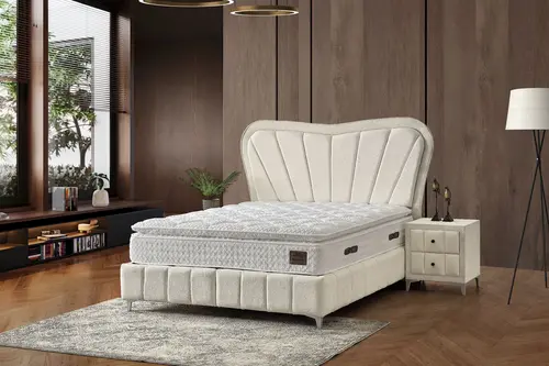 Elegant Baza Başlık Yatak Seti, Krem, 150X200