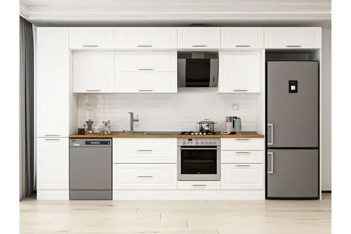 Alvinka 385X240 Cm Klasik Mebran Mutfak Dolabı, Mbb E80B45S60 2 Mebran Beyaz Suntalam