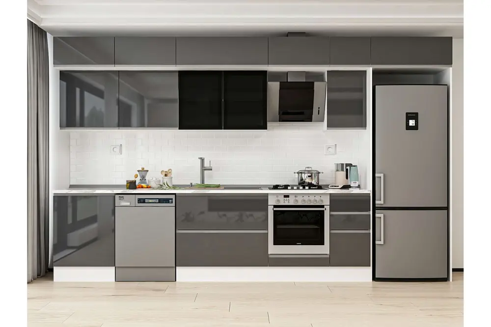 Alvinka 390X240 Cm Mutfak Dolabı, Mb E90S60S40 3 Antrasit Suntalam