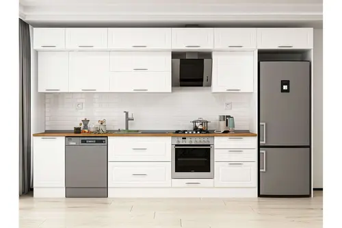 Alvinka 395X240 Cm Klasik Mebran Mutfak Dolabı, Mb E90S45S60 2 Mebran Beyaz Suntalam