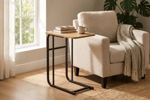 Meltem Çok Amaçlı Metal C Sehpa, Naturel