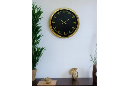Zarif Klasik Stil Metal Gold Duvar Saati 40 Cm