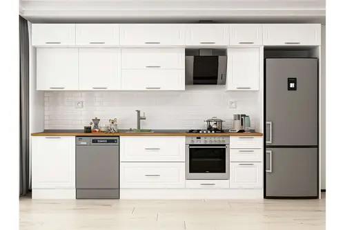 Alvinka 395X240 Cm Klasik Mebran Mutfak Dolabı, Mb E90S60S45 2 Mebran Beyaz Suntalam