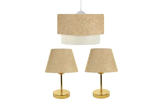 Evlight 3'Lü Set Avize Metal Abajur Kumbeji