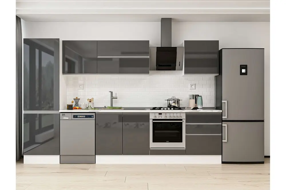 Alvinka 330X210 Cm Mutfak Dolabı, Mb E90B60S60 2 Antrasit Suntalam