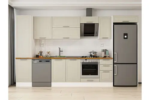 Alvinka 370X222 Cm Klasik Mebran Mutfak Dolabı, Mbb E80B50S40 2 Mebran Kumtaşı Suntalam