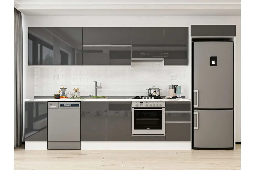 Alvinka 375X222 Cm Mutfak Dolabı, Mb E90S40S45 1 Antrasit Suntalam