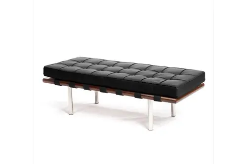 Napolyon Rove Metal Deri Bench, Siyah