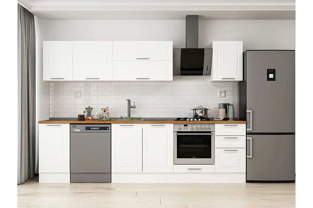 Alvinka 290X210 Cm Klasik Mebran Mutfak Dolabı, M E80S45S45 2 Mebran Beyaz Suntalam