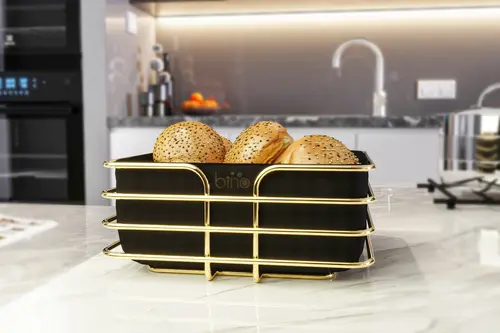 Bino Lüx Ekmek Sepeti, Paslanmaz Metal, Gold