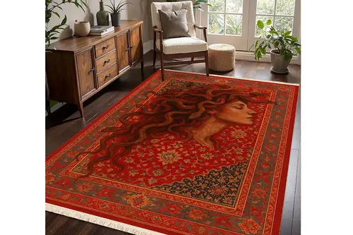 Kırmızı Medusa Vintage Dokuma Taban Halı, 360 Yng, 60X120 Cm