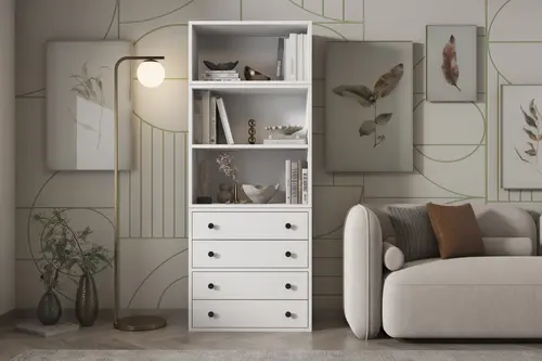 Leksa Çekmeceli Raflı Kitaplık 65 Cm Beyaz Ktp-1172-Ç