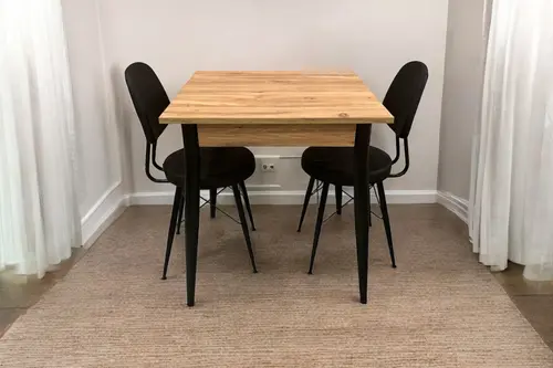 Mendel Masa Ve Eyfel Sandalye Takımı, Atlantik Çam, 70X70