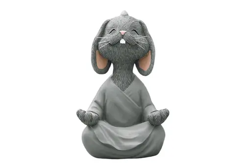 Yoga Yapan Tavşan Biblo Büyük Boy, Gri