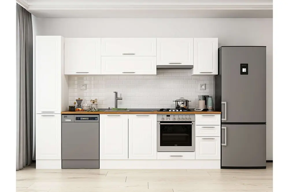 Alvinka 290X210 Cm Klasik Mebran Mutfak Dolabı, Mb E90B40S40 1 Mebran Beyaz Suntalam
