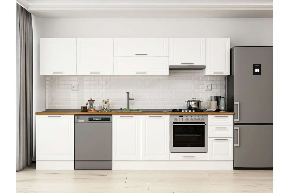 Alvinka 310X210 Cm Klasik Mebran Mutfak Dolabı, M E90S60S40 1 Mebran Beyaz Suntalam