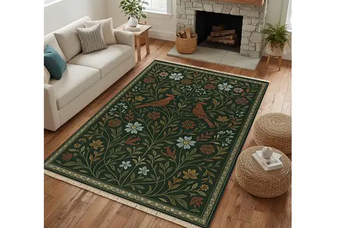 Aşk Kuşları Vintage Dokuma Taban Halı, 404 Yng, 60X120 Cm