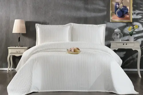 Çapa Home Sedef Çift Kişilik Şönil Yatak Örtüsü, Krem