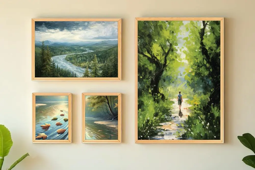 Doğa Temalı Çerçeveli Tablo, Dörtlü Set