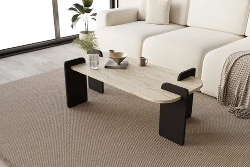 Leapiri Orta Sehpa Modern Mermer Desen Siyah