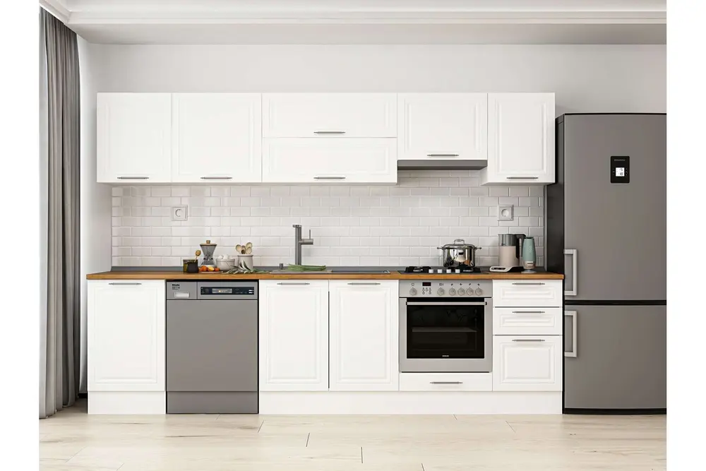 Alvinka 305X210 Cm Klasik Mebran Mutfak Dolabı, M E90S50S45 1 Mebran Beyaz Suntalam