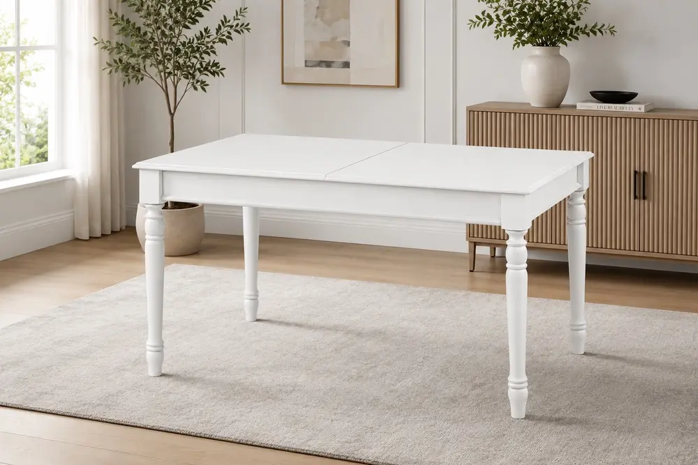 Açılır Tornalı Mutfak Masası, 110 Cm, Beyaz