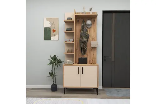 Julendor Askılı Modern Portmanto,, Atlantik Çam Bej