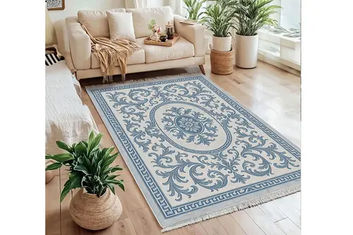 Mavi Çini Vintage Dokuma Taban Halı, 377 Yng, 60X120 Cm