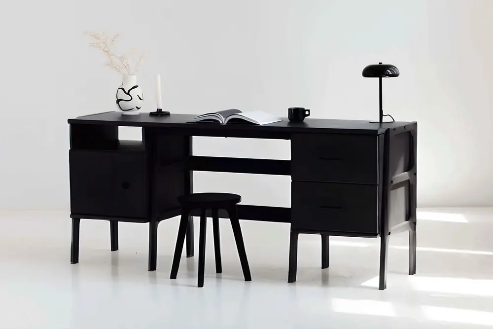 Woodesk Terra Ahşap Çalışma Masası, Siyah Renk