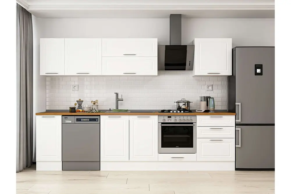 Alvinka 300X210 Cm Klasik Mebran Mutfak Dolabı, M E80S40S60 2 Mebran Beyaz Suntalam