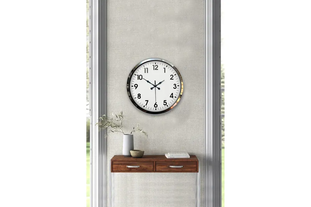 Krom Elegance Metal Standart Duvar Saati 40 Cm