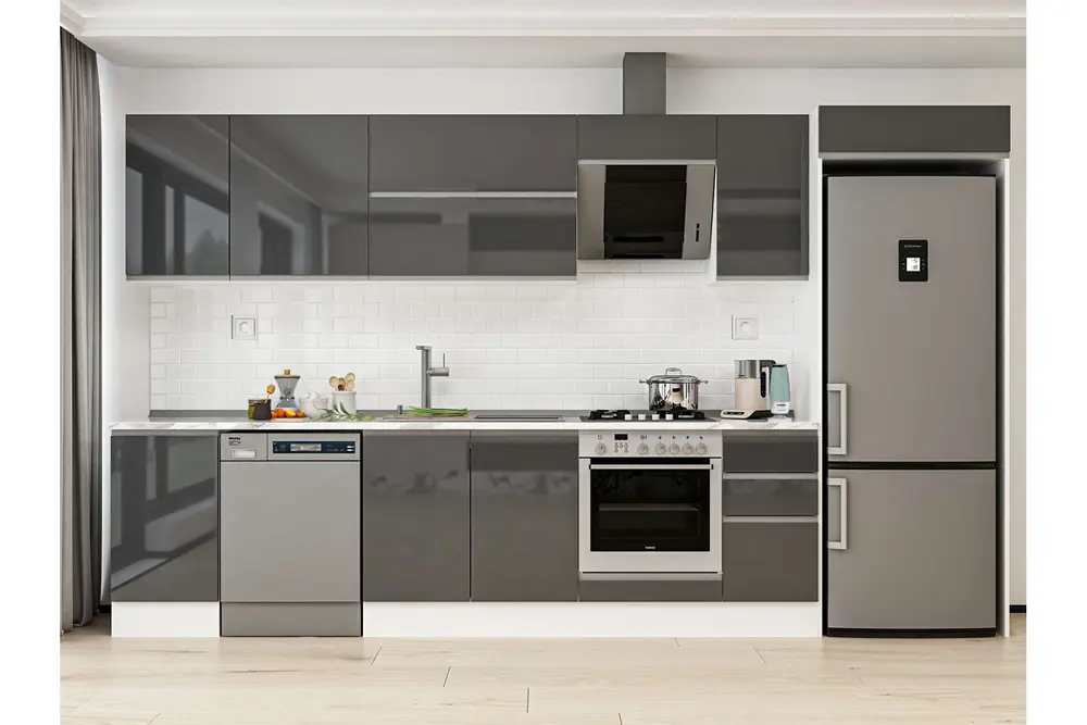 Alvinka 365X222 Cm Mutfak Dolabı, Mb E80S45S40 2 Antrasit Suntalam