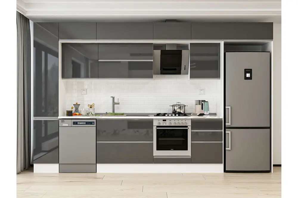 Alvinka 370X240 Cm Mutfak Dolabı, Mbb E80B40S50 2 Antrasit Suntalam