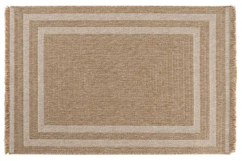 Halımax İndia Jüt Halı 668, Beyaz Çerçeveli, 100X300