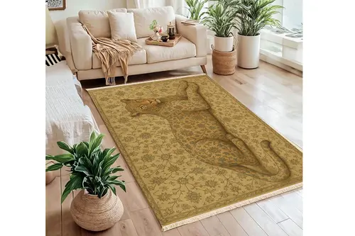 Mystic Jungle Bej Halı, Dokuma Taban Halı, 350 Yng, 60X120 Cm