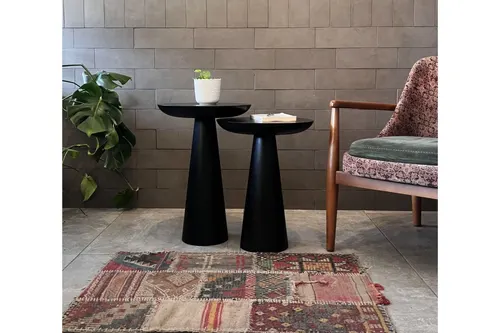 Zigon Mantar Sehpa Mushroom, İkili, Siyah