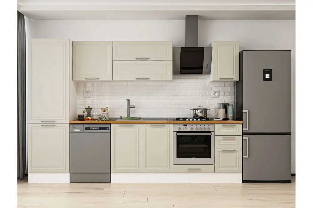 Alvinka 300X210 Cm Klasik Mebran Mutfak Dolabı, Mb E80B60S40 2 Mebran Kumtaşı Suntalam